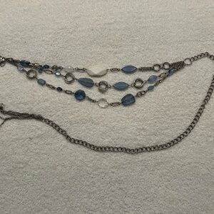 Chicos blue, ivory and silver stone chain belt